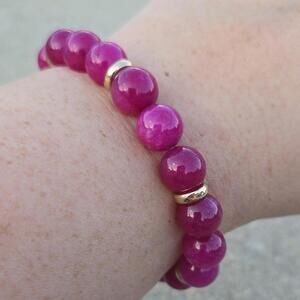 Chico's Magenta Beaded Stretch Bracelet NWT